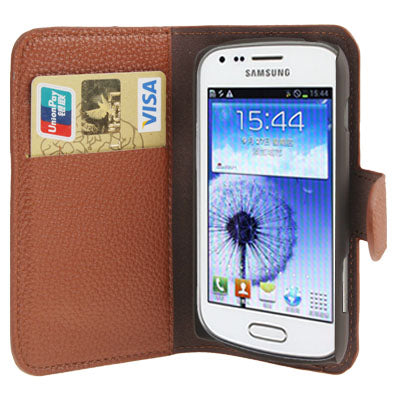 Litchi Texture Horizontal Flip Leather Case with Credit Card Slot & Holder for Galaxy Trend Duos / S7562
