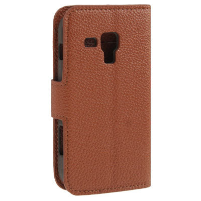 Litchi Texture Horizontal Flip Leather Case with Credit Card Slot & Holder for Galaxy Trend Duos / S7562