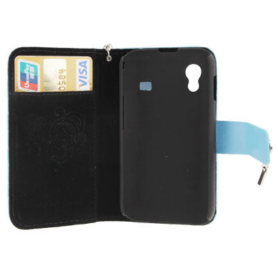 Grid Texture Diamond Encrusted Magnetic Buckle Leather Case with Credit Card slot & Chain for Galaxy Ace / S5830