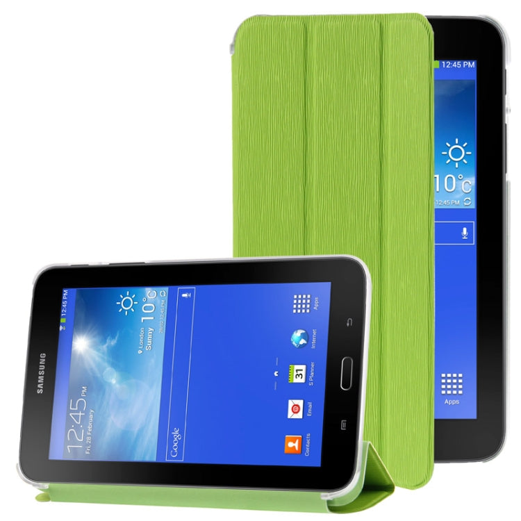 3-folding Toothpick Texture Leather Case with Holder for Galaxy Tab 3 Lite T110 / T111