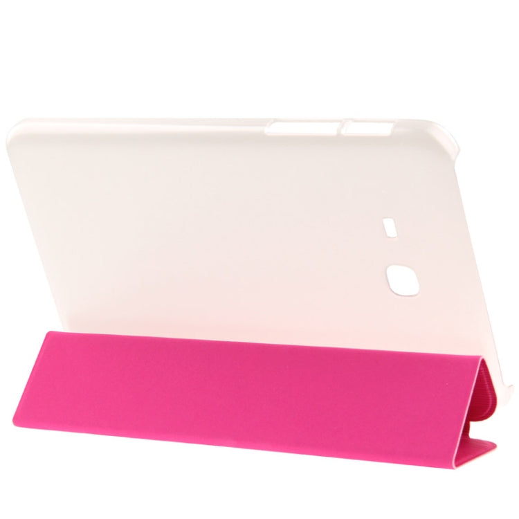 3-folding Toothpick Texture Leather Case with Holder for Galaxy Tab 3 Lite T110 / T111