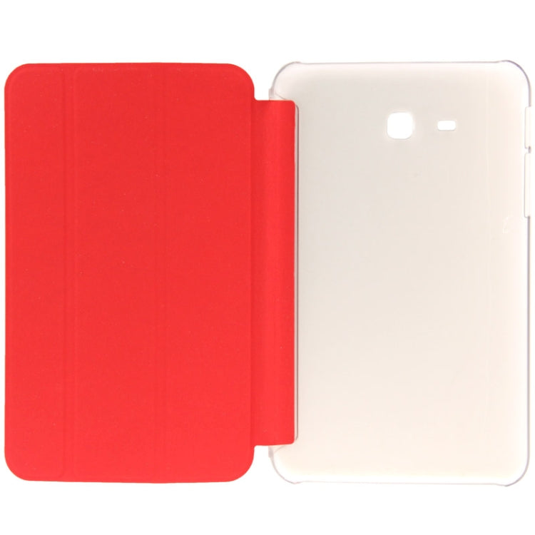 3-folding Toothpick Texture Leather Case with Holder for Galaxy Tab 3 Lite T110 / T111