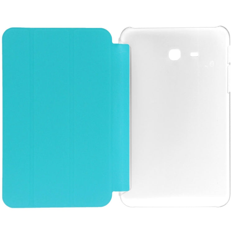 3-folding Toothpick Texture Leather Case with Holder for Galaxy Tab 3 Lite T110 / T111