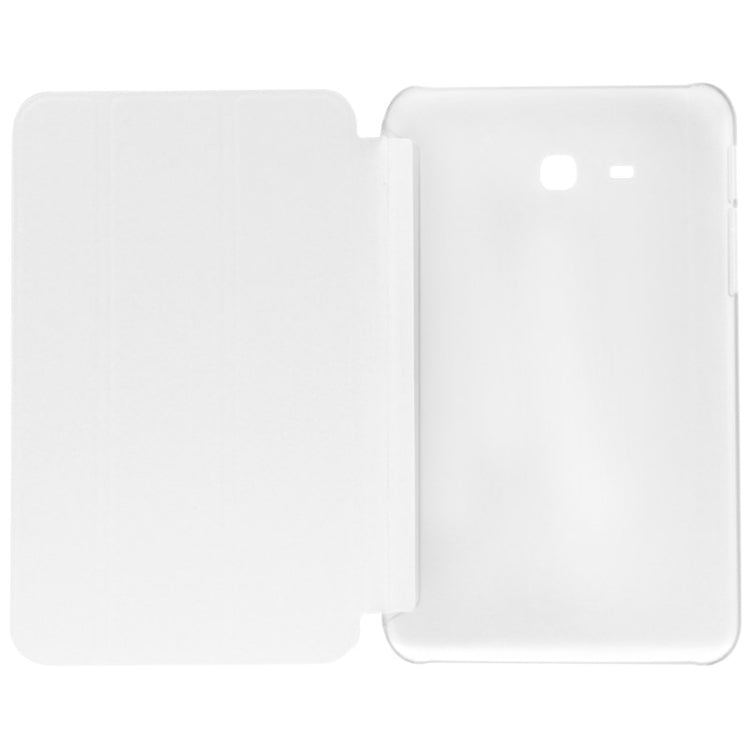 3-folding Toothpick Texture Leather Case with Holder for Galaxy Tab 3 Lite T110 / T111