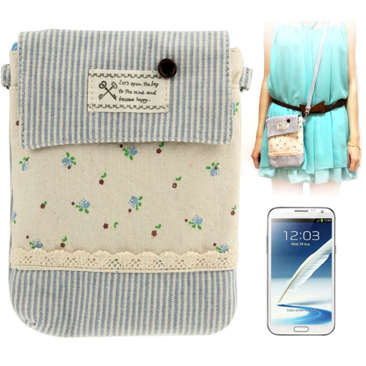 Stripe Pattern Cloth Pocket Carry Bag with Long Strap, Random Color Delivery, For Samsung S5 / G900 / i9500 / i9300 / i9250 / i8750 / iPhone 5 / HTC One