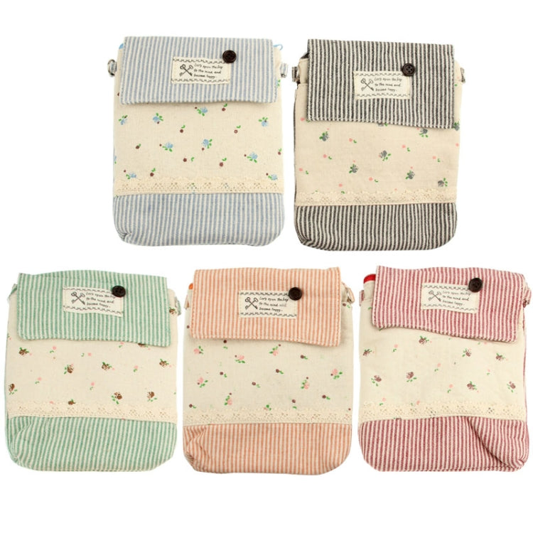 Stripe Pattern Cloth Pocket Carry Bag with Long Strap, Random Color Delivery, For Samsung S5 / G900 / i9500 / i9300 / i9250 / i8750 / iPhone 5 / HTC One