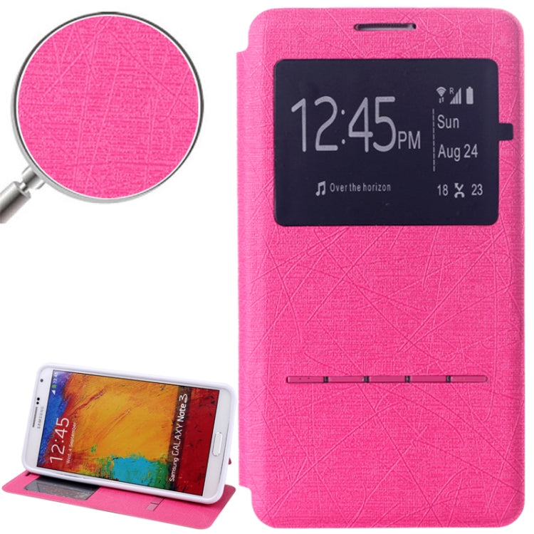 Hairline Texture Leather Case with Call Display ID & Holder for Galaxy Note III / N9000