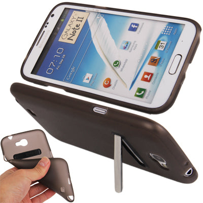 Translucent Smooth Anti-scratch TPU Case with Holder for Galaxy Note II / N7100