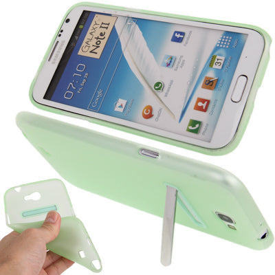 Translucent Smooth Anti-scratch TPU Case with Holder for Galaxy Note II / N7100