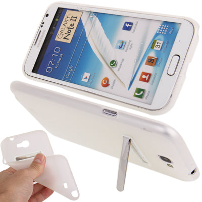 Translucent Smooth Anti-scratch TPU Case with Holder for Galaxy Note II / N7100
