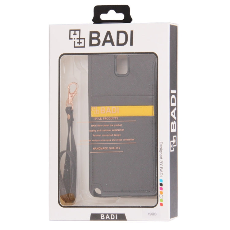 Cross Texture Leather + TPU Case with Credit Card Slots & Lanyard for Galaxy Note III / N9000