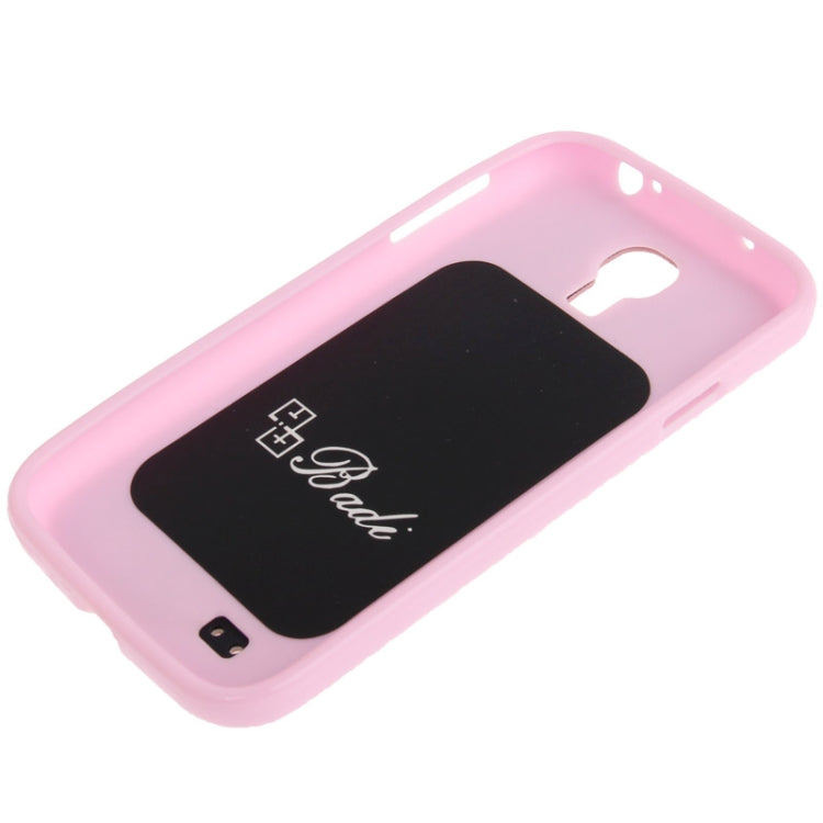 Cross Texture Leather + TPU Case with Credit Card Slots & Lanyard for Galaxy S IV / i9500(Pink)