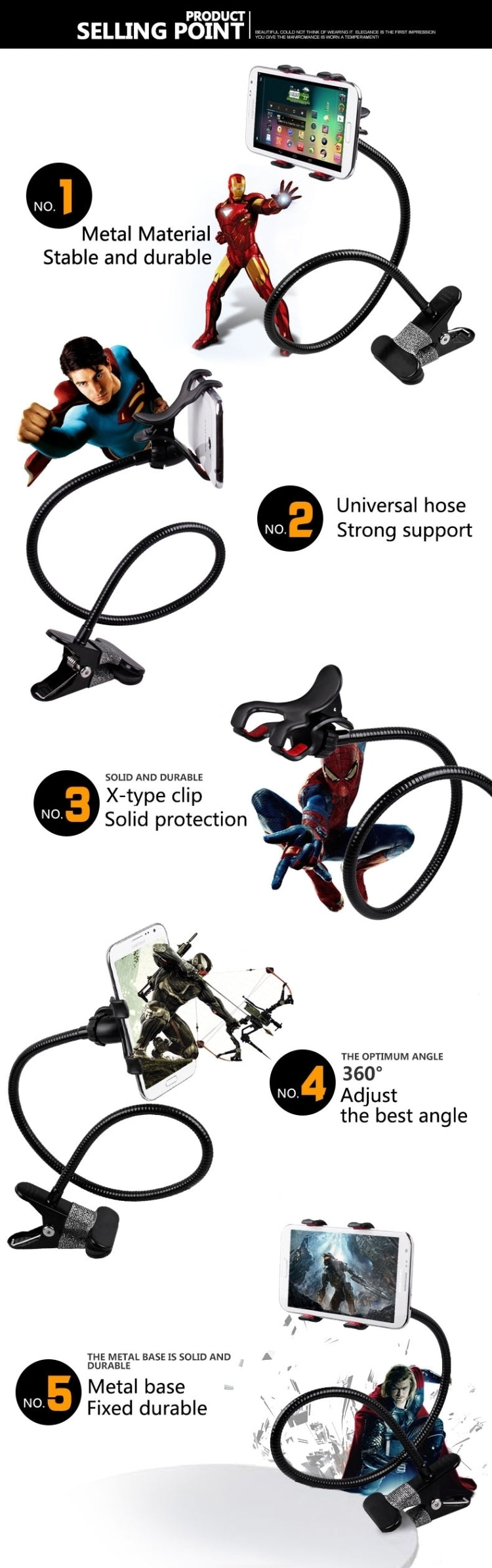 Multi-function Phone Gimbals Lazy Bedside Bed Car Decoration Bracket Holder, For iPhone, Galaxy, Huawei, Xiaomi, Sony, HTC, Google, LG and other Smart Phones