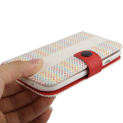 White and Colourful Dot Pattern Horizontal Flip Leather Case with Credit Card Slots for Galaxy SIII / i9300