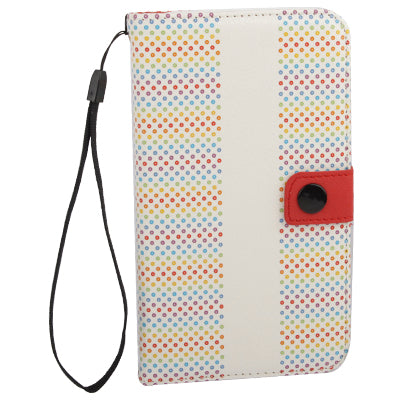 White and Colourful Dot Pattern Horizontal Flip Leather Case with Credit Card Slots for Galaxy SIII / i9300