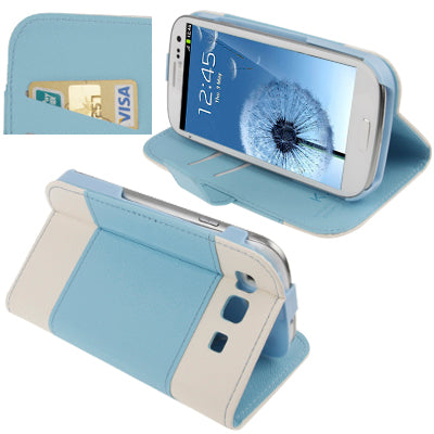 Cross Texture Horizontal Flip Leather Case with Credit Card Slots & Holder for Galaxy SIII / i9300