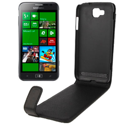 Vertical Flip Soft Leather Case for Samsung Ativ S / i8750(Black)