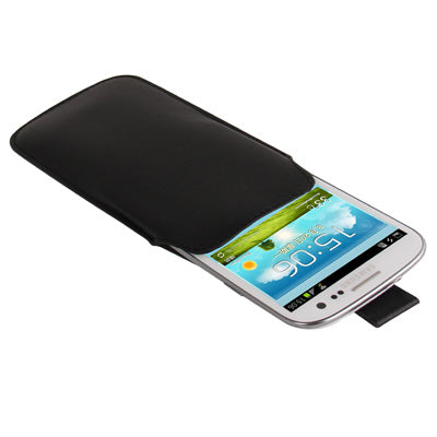 Pure Color Leather Case Pocket Pouch Sleeve Bag with Pull Tab for Galaxy SIII / i9300