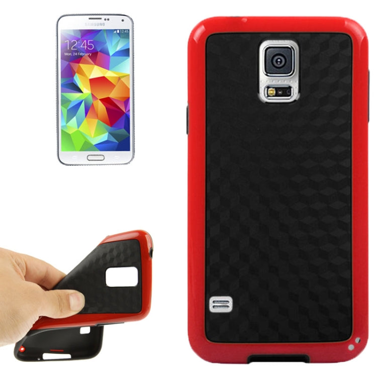 Cube Pattern TPU Protective Case with Plastic Frame for Galaxy S5 / G900 (Red)