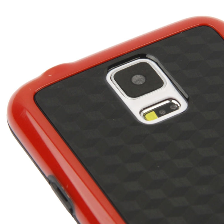 Cube Pattern TPU Protective Case with Plastic Frame for Galaxy S5 / G900 (Red)