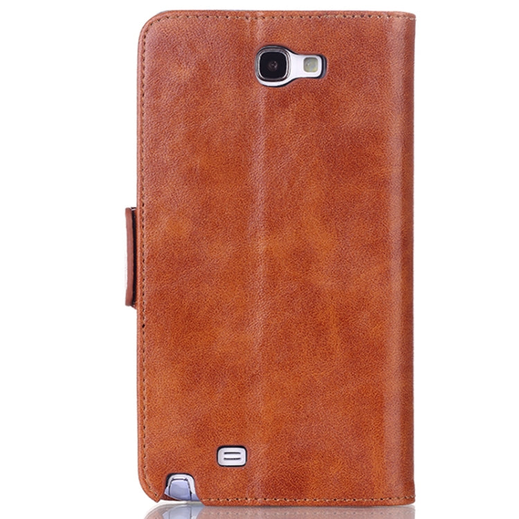 Oil Leather Case with Credit Card Slot & Holder for Galaxy Note II / N7100