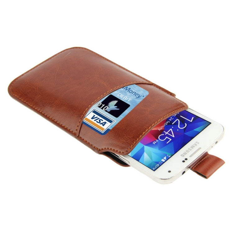 Crazy Horse Texture Leather Case Pocket Pouch Sleeve Bag with Pull Up Tab & Card Slot