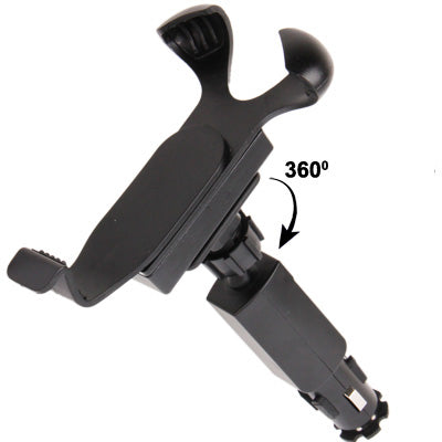 Universal 360 Degree Rotation Car Mount with Dual USB Charger for Galaxy S IV / i9500 / i9300 / iPhone 4 & 4S / 3GS / Smart Phone, Height: 110-145mm(Black)