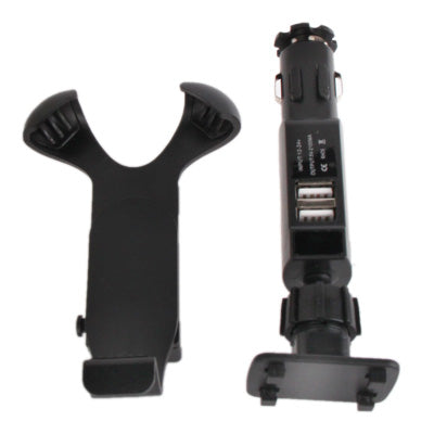 Universal 360 Degree Rotation Car Mount with Dual USB Charger for Galaxy S IV / i9500 / i9300 / iPhone 4 & 4S / 3GS / Smart Phone, Height: 110-145mm(Black)