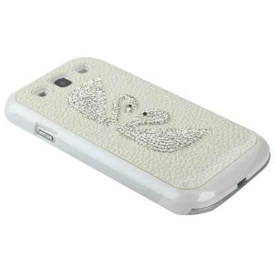 2-swan Pattern Diamond Style Cobblestone Texture Plastic Case for Galaxy S III / i9300(White)