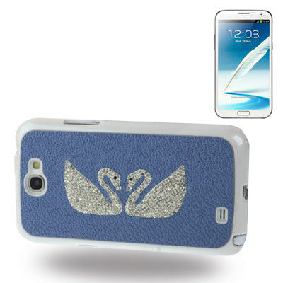 2-swan Pattern Diamond Style Cobblestone Texture Plastic Case for Galaxy Note II / N7100
