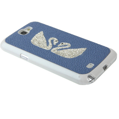 2-swan Pattern Diamond Style Cobblestone Texture Plastic Case for Galaxy Note II / N7100