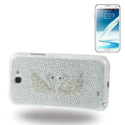 2-swan Pattern Diamond Style Cobblestone Texture Plastic Case for Galaxy Note II / N7100