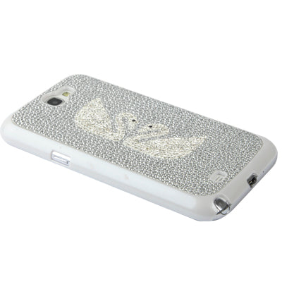 2-swan Pattern Diamond Style Cobblestone Texture Plastic Case for Galaxy Note II / N7100