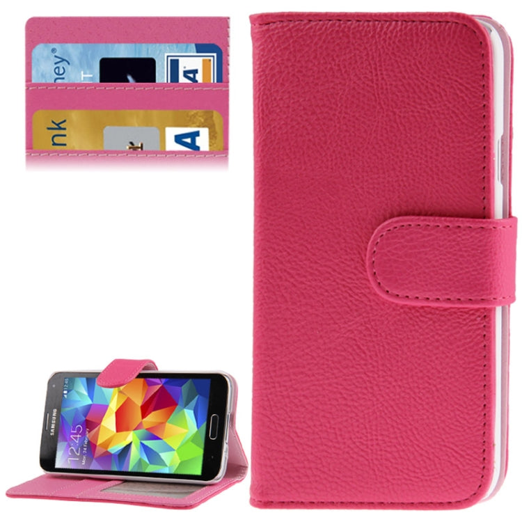 Litchi Texture Horizontal Flip Leather Case with Card Slots & Holder for Galaxy S5 mini / G800