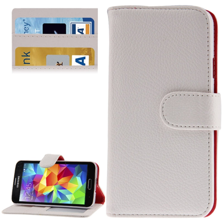 Litchi Texture Horizontal Flip Leather Case with Card Slots & Holder for Galaxy S5 mini / G800