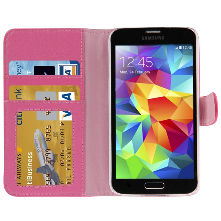 Litchi Texture Horizontal Flip Leather Case with Card Slots & Holder for Galaxy S5 mini / G800