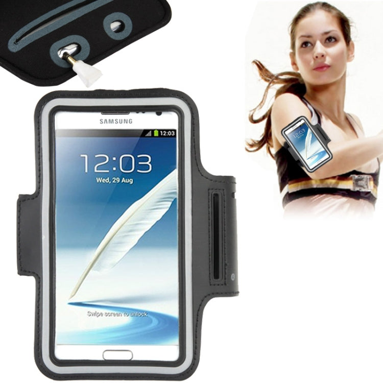 Universal PU Sports Armband Case with Earphone Hole for Galaxy Note 4 / N910 / Note III / N9000 / II / N7100 / i9220 / N7000 /  N7005 / Sony Z2 / Z1