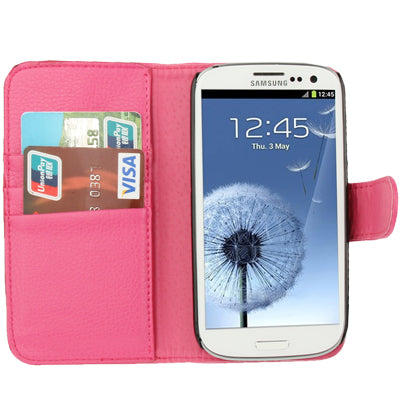 Lichi Texture Flip Leather Case Cover with Credit Card Slots & Belt Clip for Galaxy S III / i9300