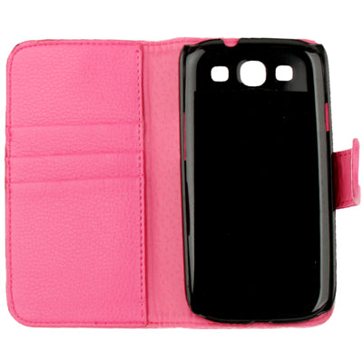 Lichi Texture Flip Leather Case Cover with Credit Card Slots & Belt Clip for Galaxy S III / i9300