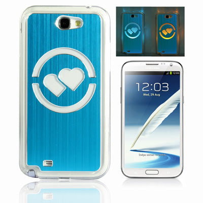 Hollow Heart Pattern LED Changed Sense Flash Light Effect Pasting Metal Plastic Case for Galaxy Note II / N7100