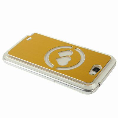 Hollow Heart Pattern LED Changed Sense Flash Light Effect Pasting Metal Plastic Case for Galaxy Note II / N7100