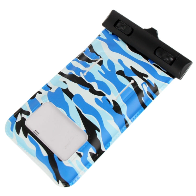 Camouflage Pattern Waterproof Bag with Strap & Armband for Galaxy S IV / i9500 (Blue)