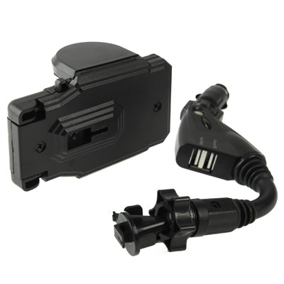 Dual USB 5V 1A / 2A Car Charger Holder, Width: 45-87mm, For iPhone, Galaxy, Huawei, Xiaomi, Lenovo, Sony, LG, HTC and Other Smartphones(Black)