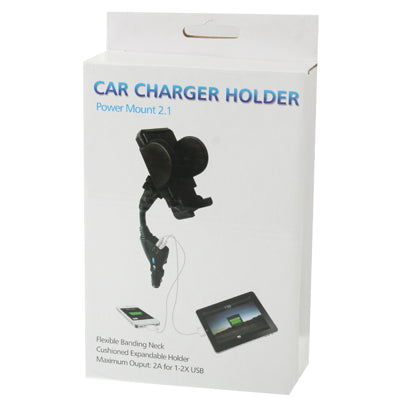 Dual USB 5V 1A / 2A Car Charger Holder, Width: 45-87mm, For iPhone, Galaxy, Huawei, Xiaomi, Lenovo, Sony, LG, HTC and Other Smartphones(Black)