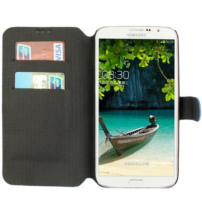 2-color Stripe Leather Case with Holder & Credit Card Slots for Galaxy Mega 6.3 / i9200