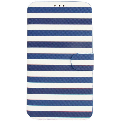 2-color Stripe Leather Case with Holder & Credit Card Slots for Galaxy Mega 6.3 / i9200