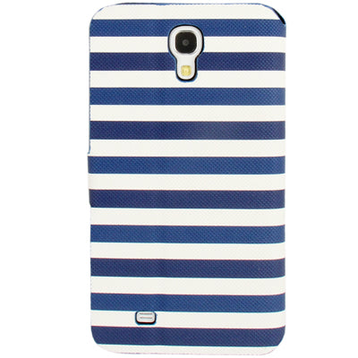 2-color Stripe Leather Case with Holder & Credit Card Slots for Galaxy Mega 6.3 / i9200