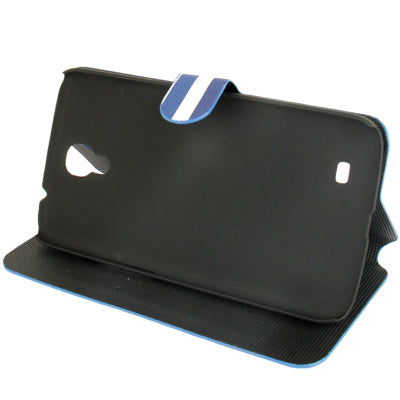 2-color Stripe Leather Case with Holder & Credit Card Slots for Galaxy Mega 6.3 / i9200