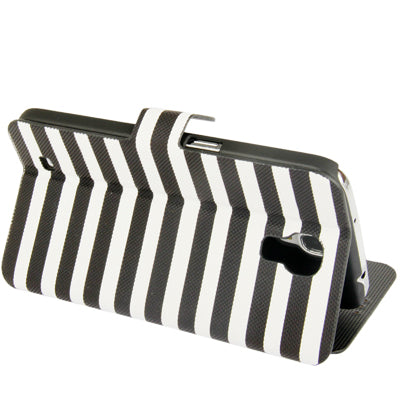 2-color Stripe Leather Case with Holder & Credit Card Slots for Galaxy Mega 6.3 / i9200