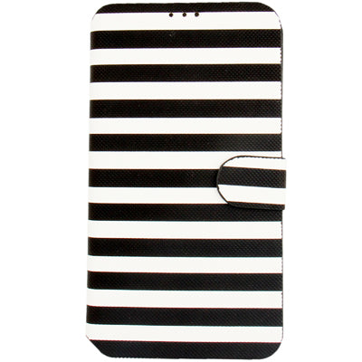 2-color Stripe Leather Case with Holder & Credit Card Slots for Galaxy Mega 6.3 / i9200